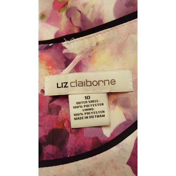LIZ CLAIBORNE POLYESTER MULTI-COLOR FLORAL SLEEVELESS KNEE-LENGTH DRESS - Sz 10 - Picture 5 of 5